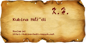 Kubina Hédi névjegykártya